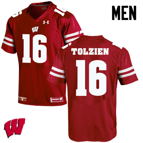 Wisconsin Badgers Men's #16 Scott Tolzien NCAA Under Armour Authentic Red College Stitched Football Jersey FO40V50PG
